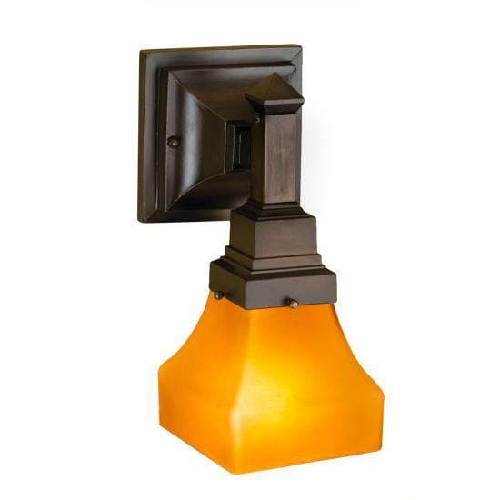 Black Bronze Direct Wired Electric Sconce with Frosted Amber Shade