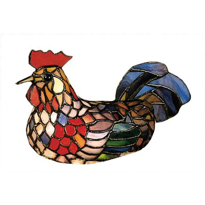 6.5" Blue Stained Glass Rooster Accent Lamp