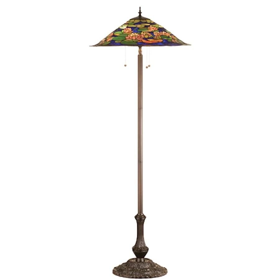 Tiffany Pond Lily 3-Light Stained Glass Floor Lamp in Tranquil Blue