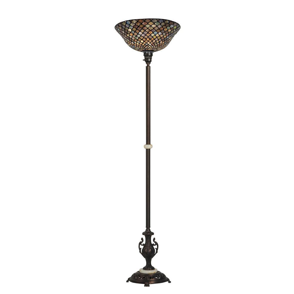 Fishscale 70'' Mahogany Bronze Torchiere Floor Lamp