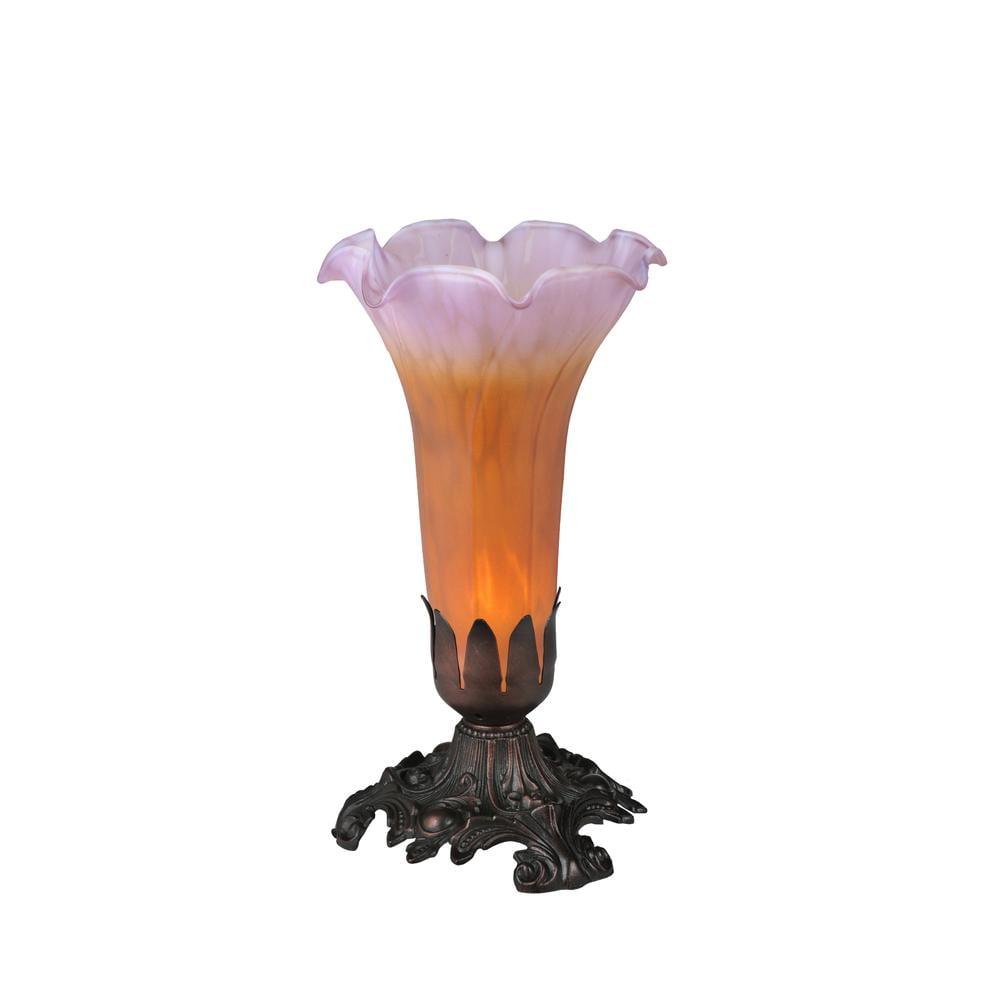 Amber and Purple Stained Glass Lily Accent Lamp