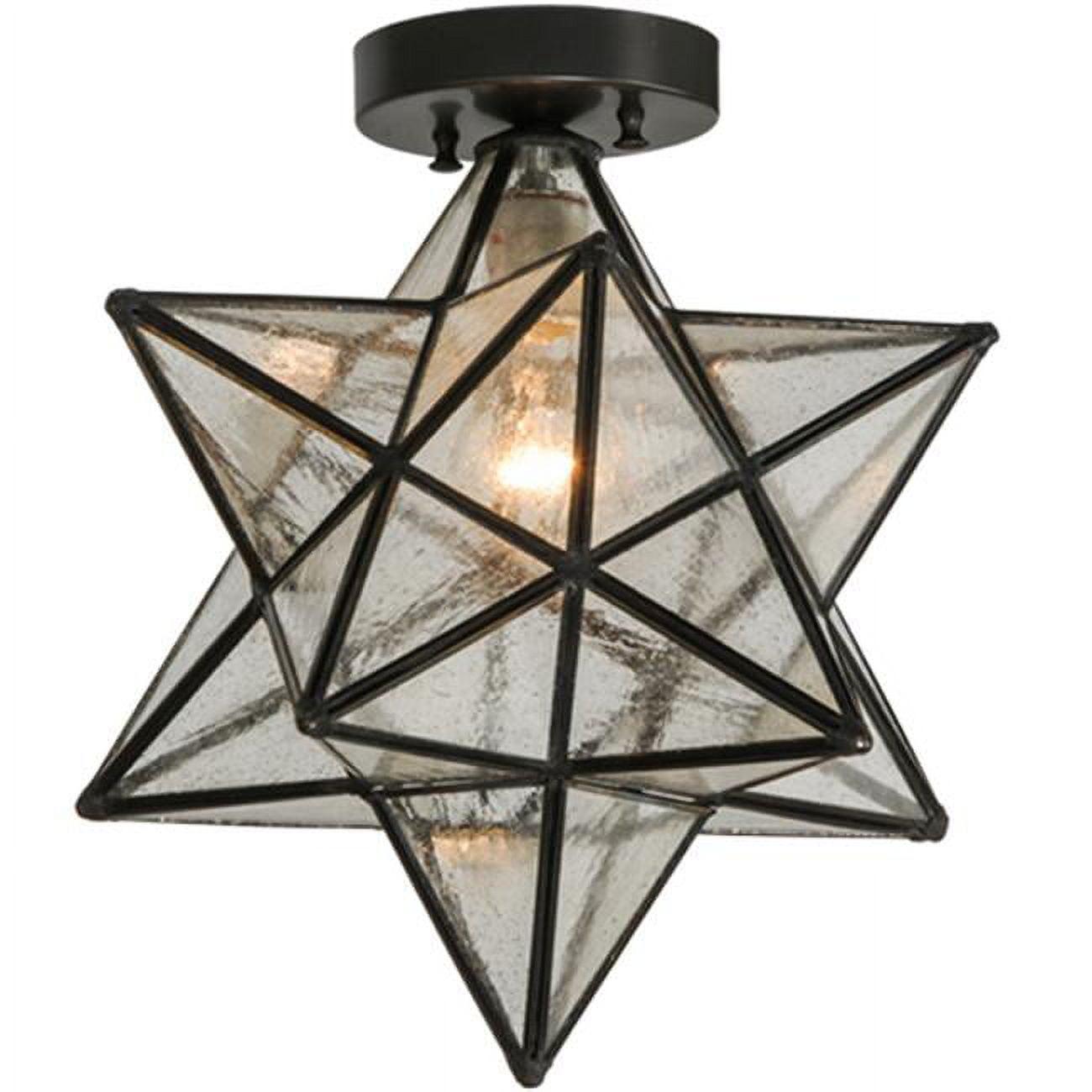 Meyda  Moravian Star Clear Seedy Flushmount - Craftsman Brown - 12 in.