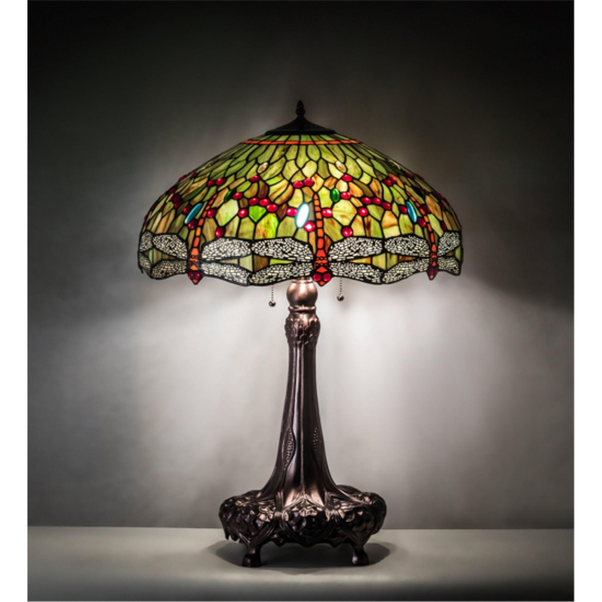 Meyda Tiffany 129745 Tiffany Hanginghead Dragonfly 3 Light 31" Tall Buffet Table Lamp -