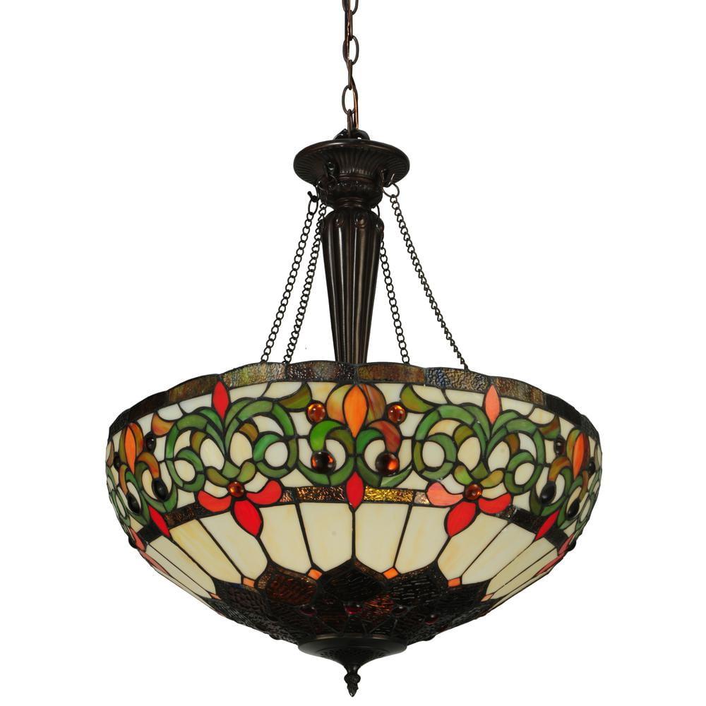 Mahogany Bronze 3-Light Creole Glass Pendant