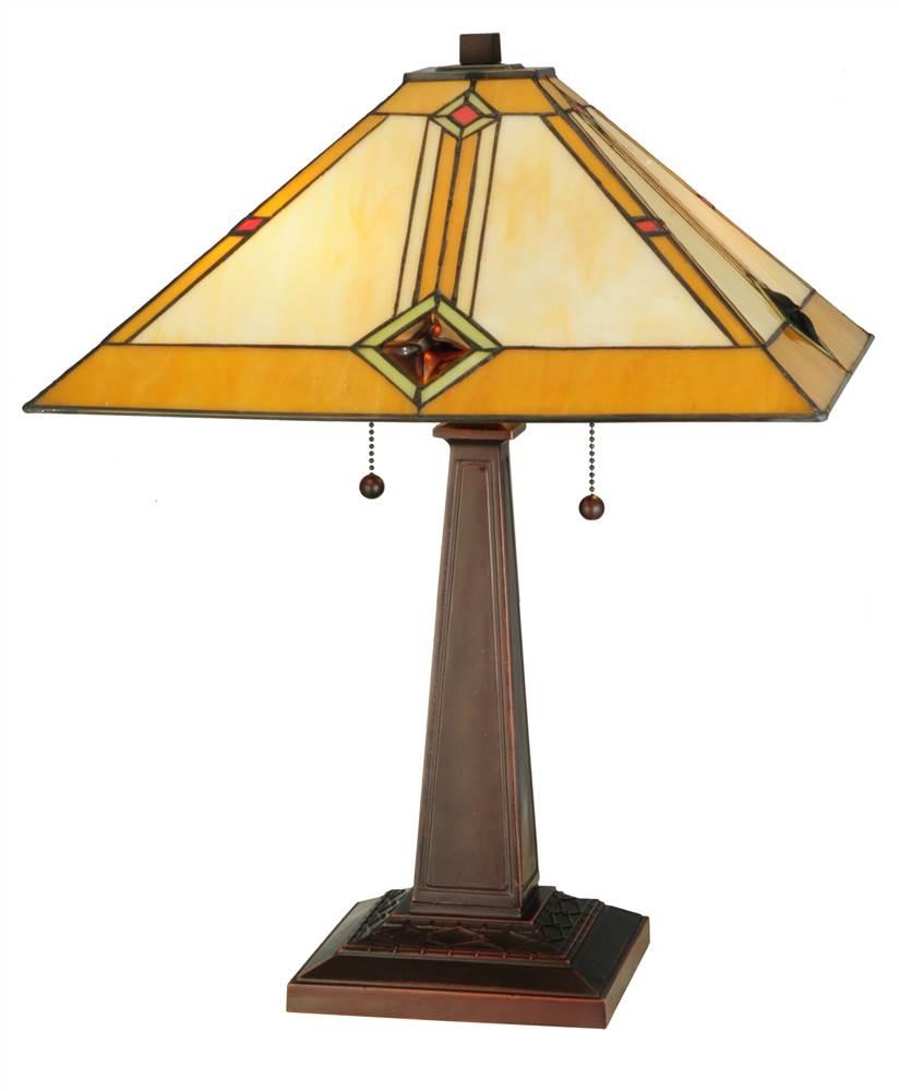 Mahogany Bronze 22" Diamond Mission 2-Light Table Lamp