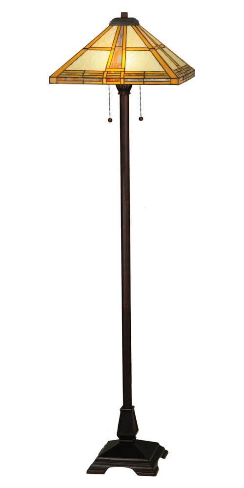 Prairie Straw 22" Stained Glass & Bronze Traditional Floor Lamp