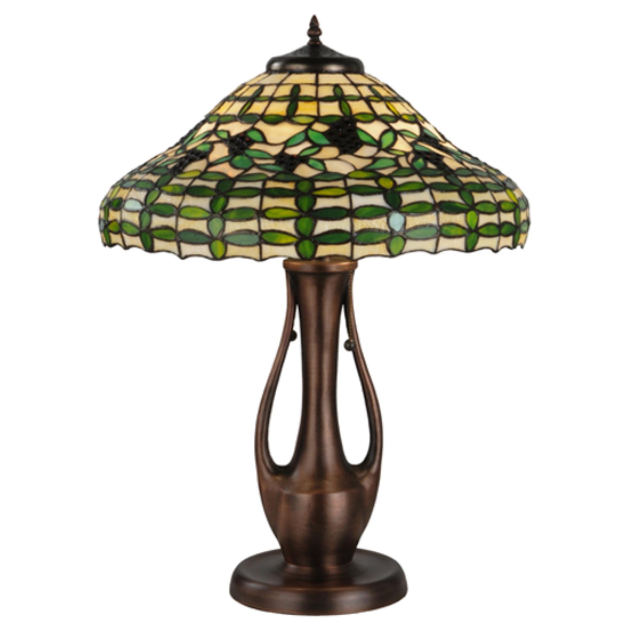 27" Multicolor Stained Glass and Bronze Table Lamp