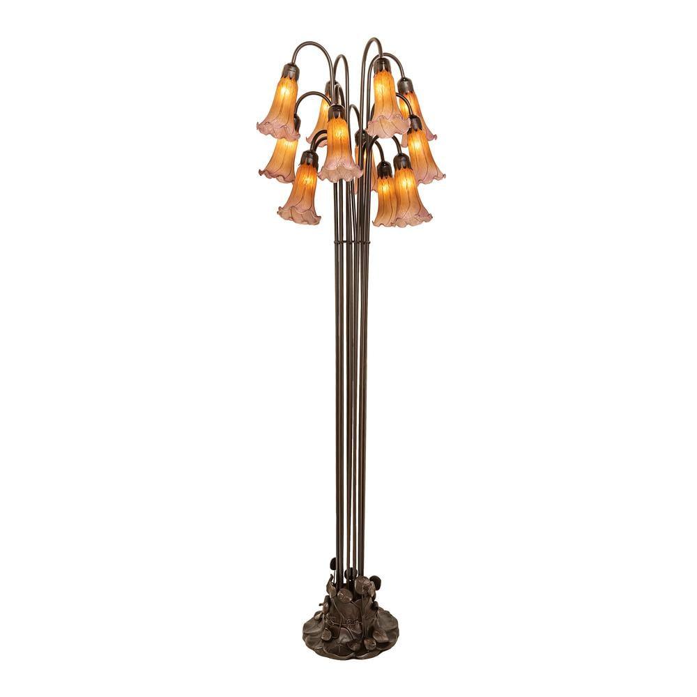 60"H Amber/Purple Pond Lily 12 LT Floor Lamp
