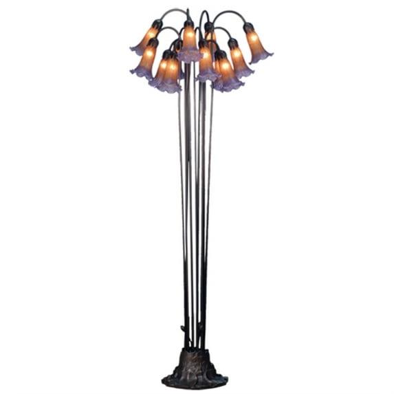 Meyda Tiffany - 15946 - 12 Light Floor Lamp - Amber/Purple Pond Lily - Amber Purple-240pack
