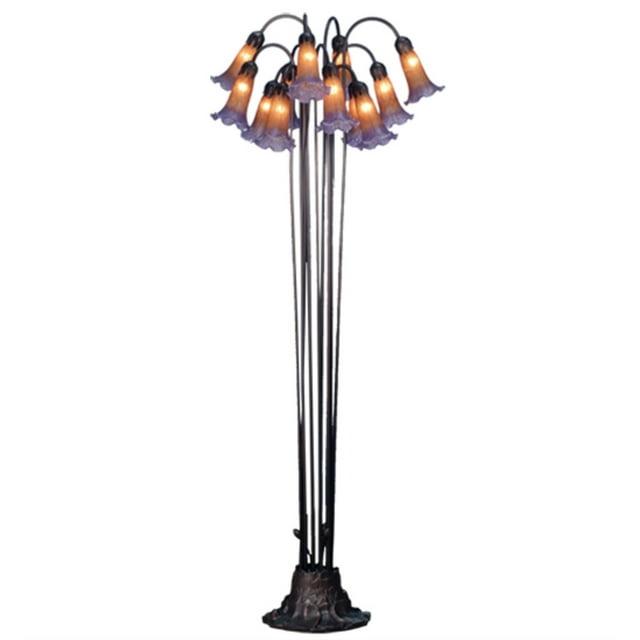 Meyda Tiffany - 15946 - 12 Light Floor Lamp - Amber/Purple Pond Lily - Amber Purple-240pack