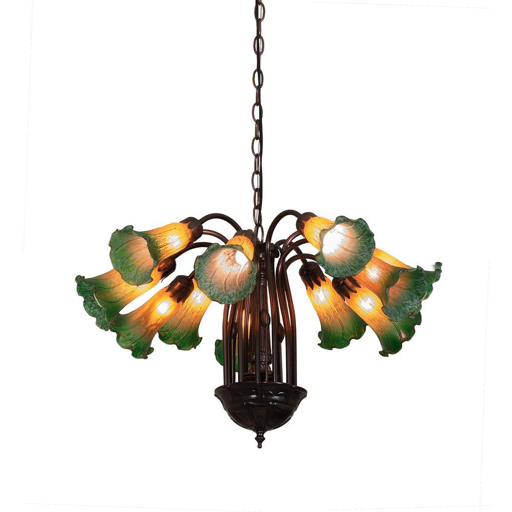 Mahogany Bronze Mini 12-Light Pond Lily Chandelier