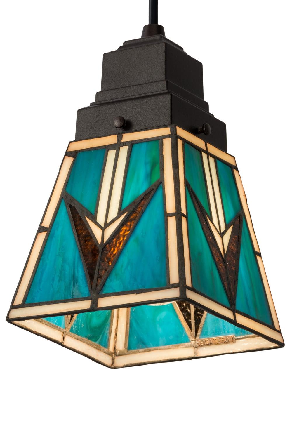 Valencia Mission 5" Mini Pendant with Amber, Blue, and Beige Glass