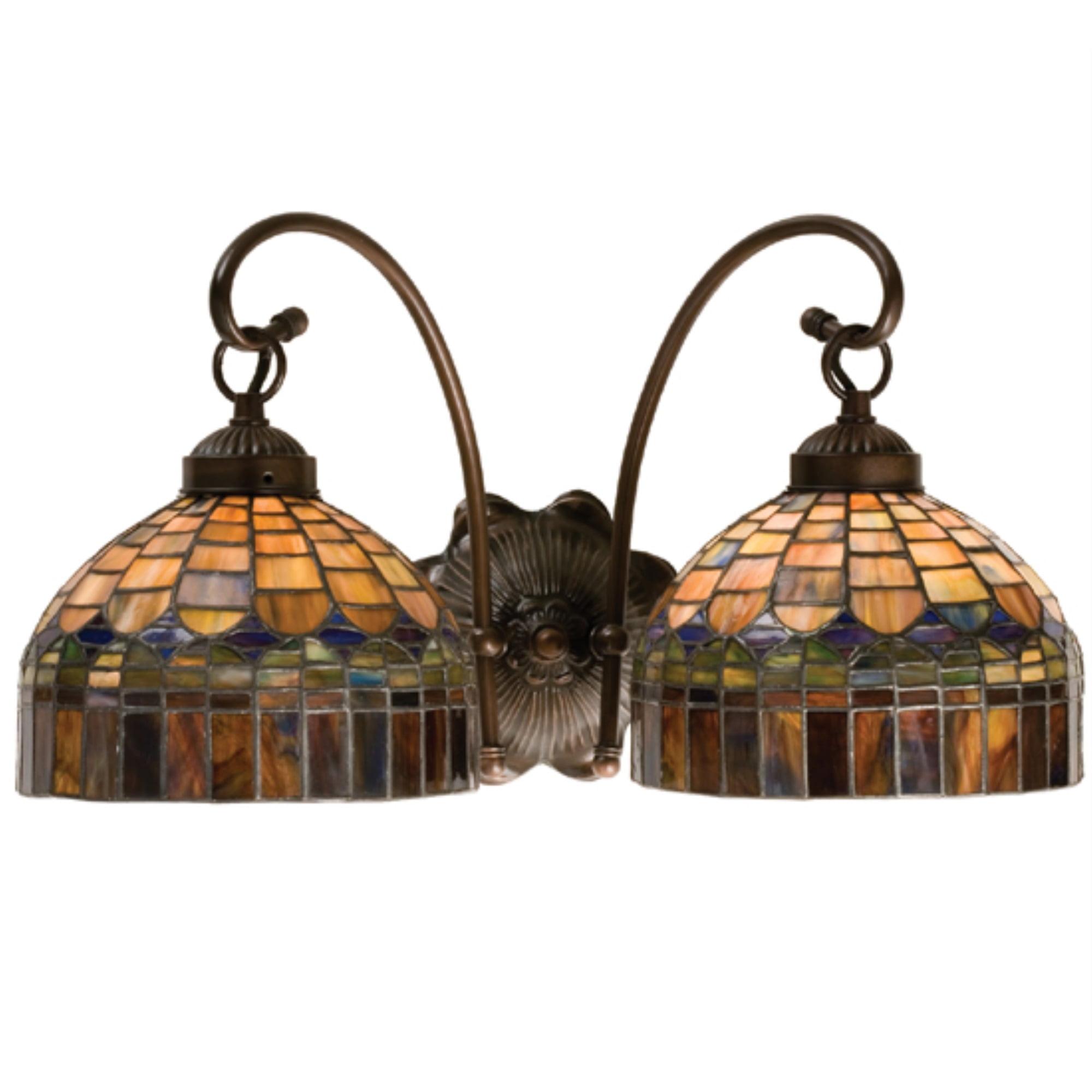 Mahogany Bronze 2-Light Stained Glass Wall Sconce