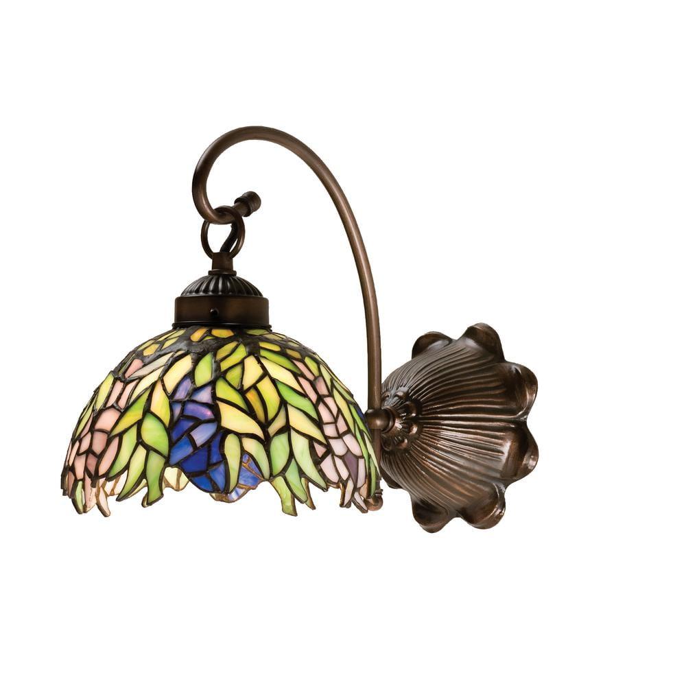 Meyda Tiffany 18695 Lighting, 8" Width, Finish: Lt Blue Pr Lt Green Mahogany Bronze