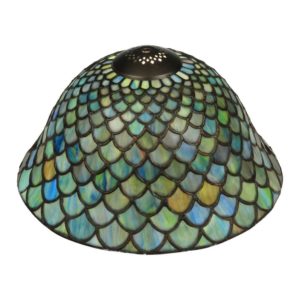 Meyda Tiffany Inspired 12" Blue Fishscale Stained Glass Chandelier Shade