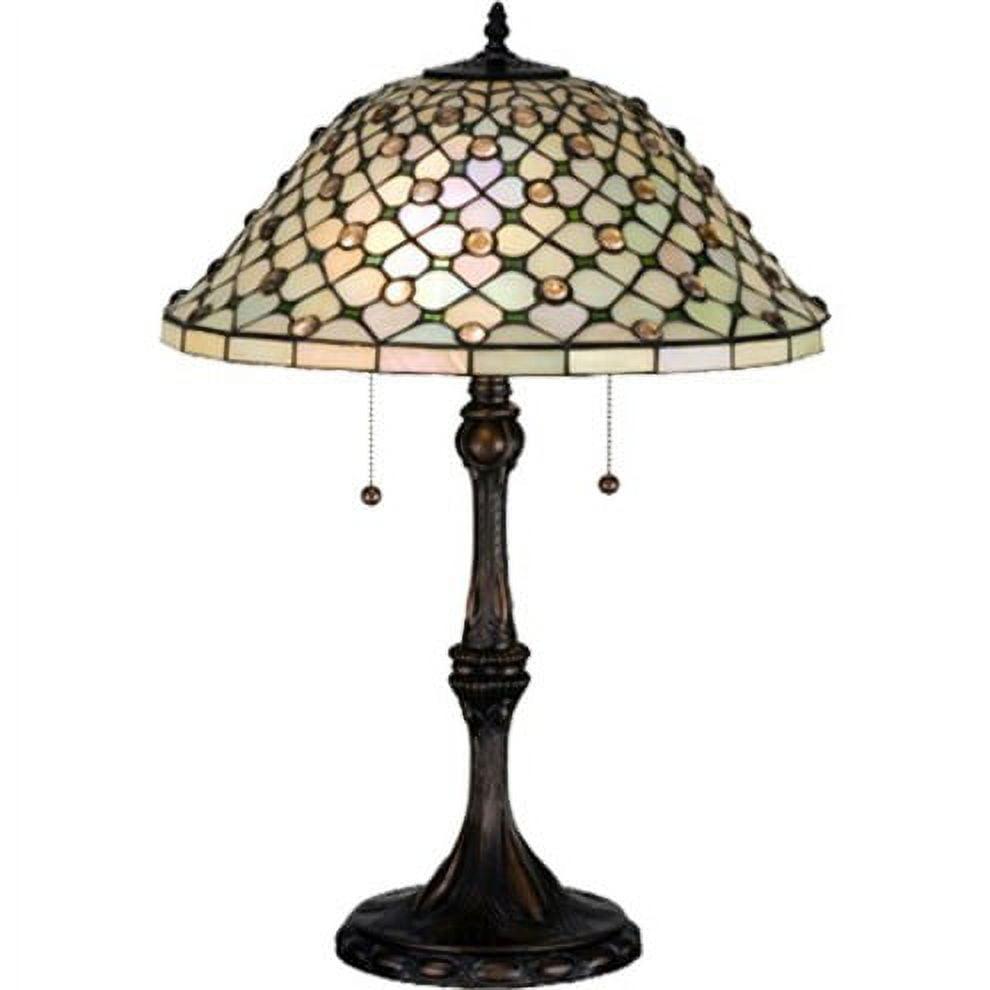 Elegant Victorian 25" Stained Glass Table Lamp with Mahogany Bronze Base