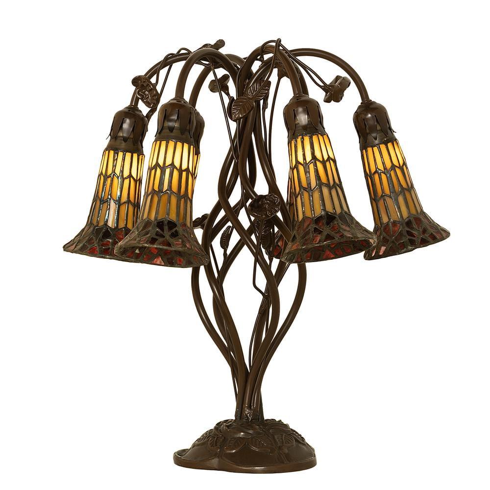 Mahogany Bronze 19" Stained Glass 6-Light Table Lamp