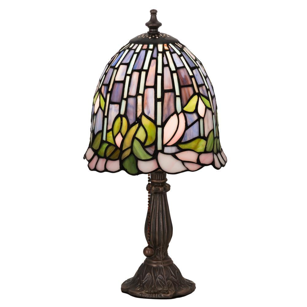 Lotus Pond Stained Glass & Bronze 1-Light 60W Table Lamp