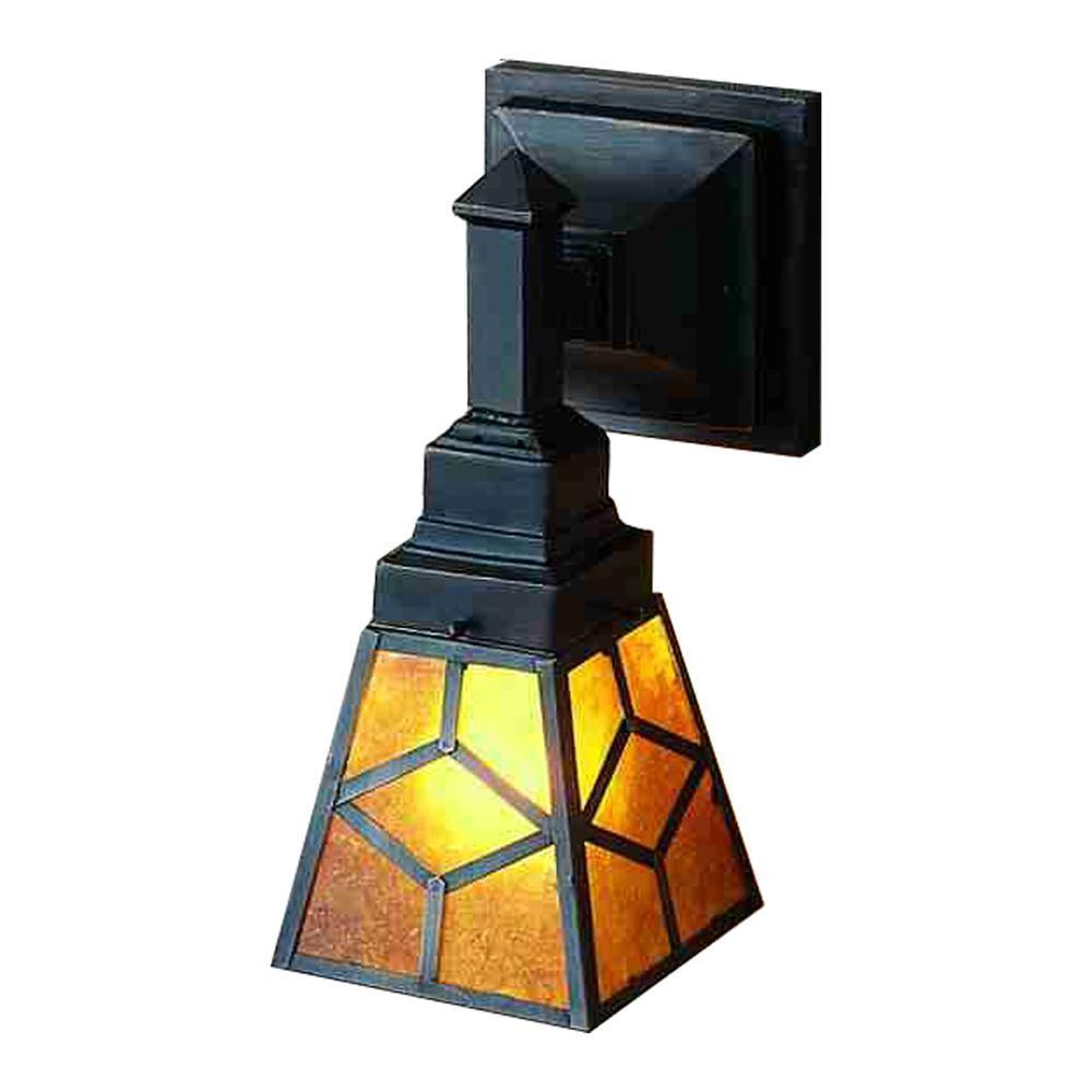 Amber Mica Diamond Mission 1-Light Wall Sconce in Bronze