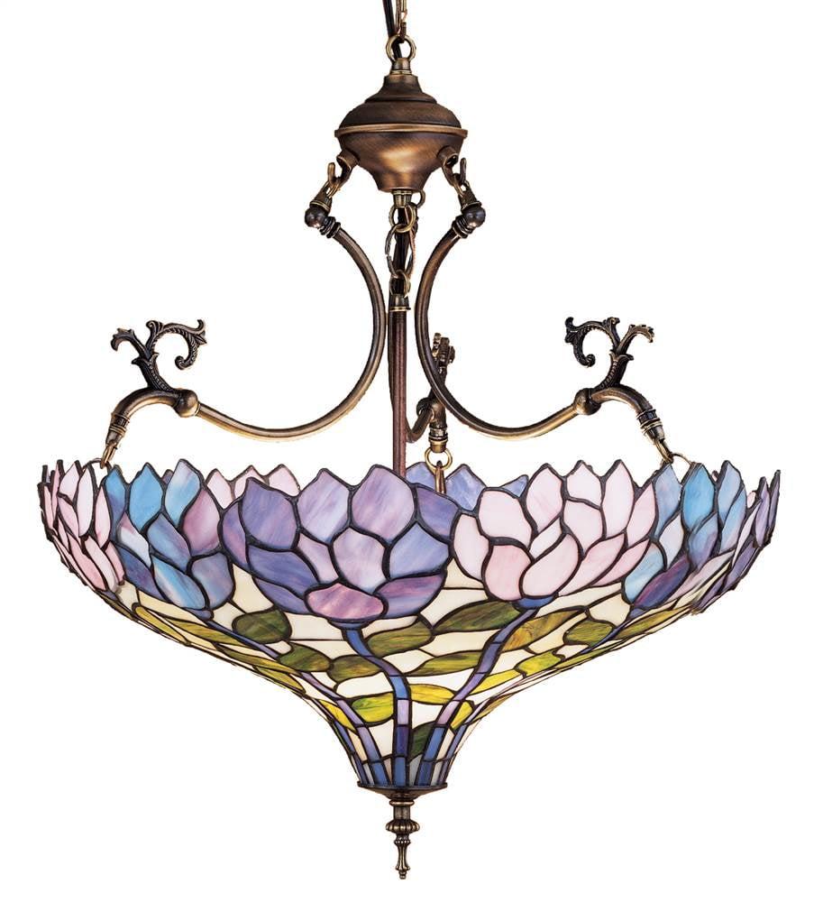 Wisteria Blossom 3-Light Mahogany Bronze Inverted Pendant Lamp