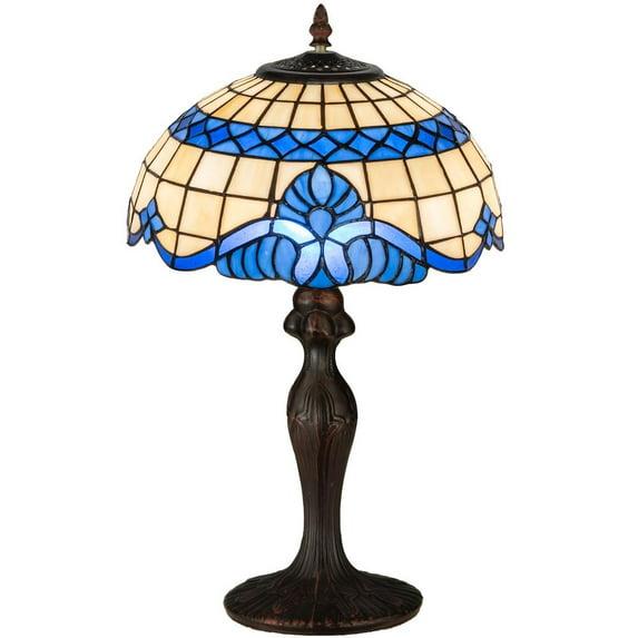 Meyda Tiffany 31201 Baroque - 1 Light Accent Lamp   Mahogany Bronze Finish with Blue/Beige Glass