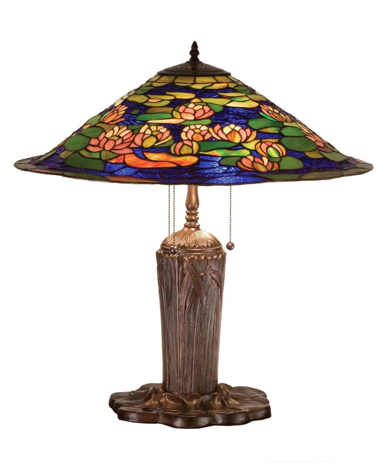 Tiffany Pond Lily 3-Light Stained Glass Table Lamp in Mahogany Bronze