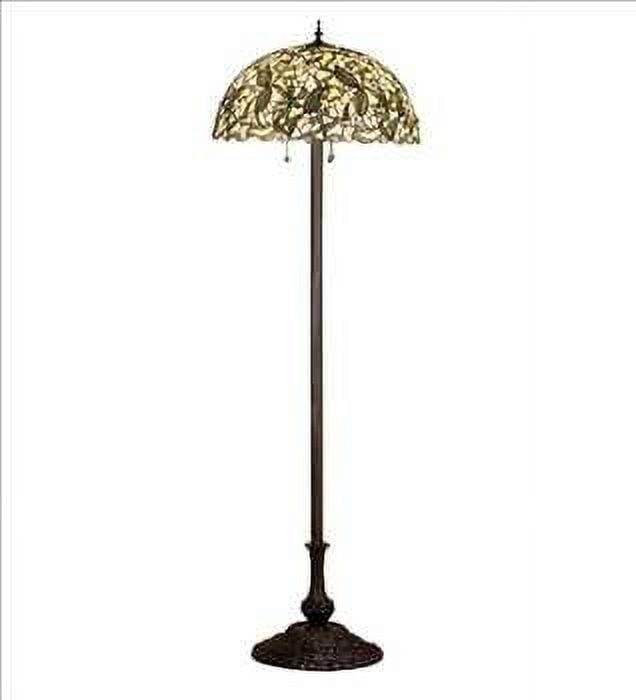 Tiffany Style Bronze Stained Glass Floor Lamp