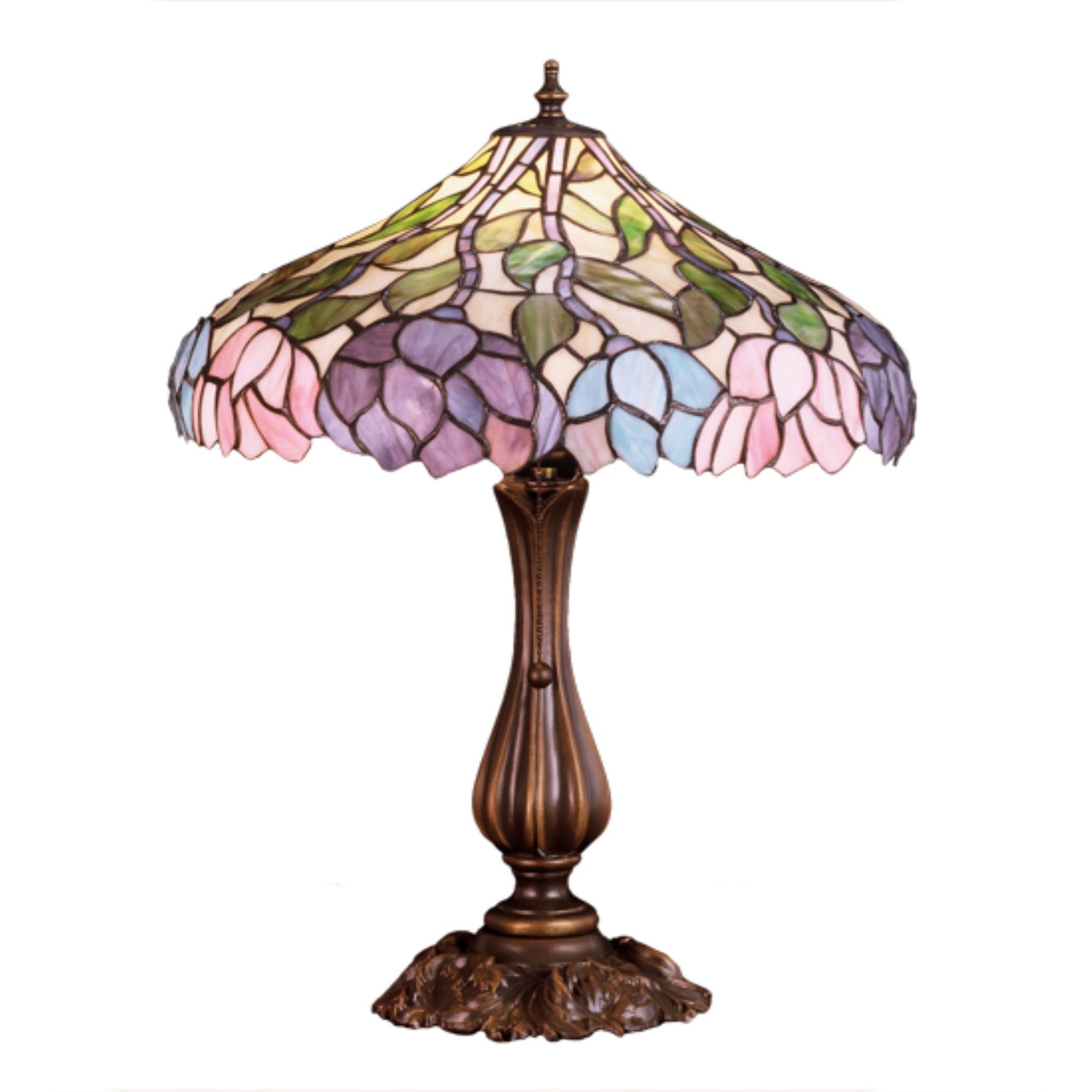Amethyst Wisteria Tiffany-Style 20" Blue Stained Glass Table Lamp