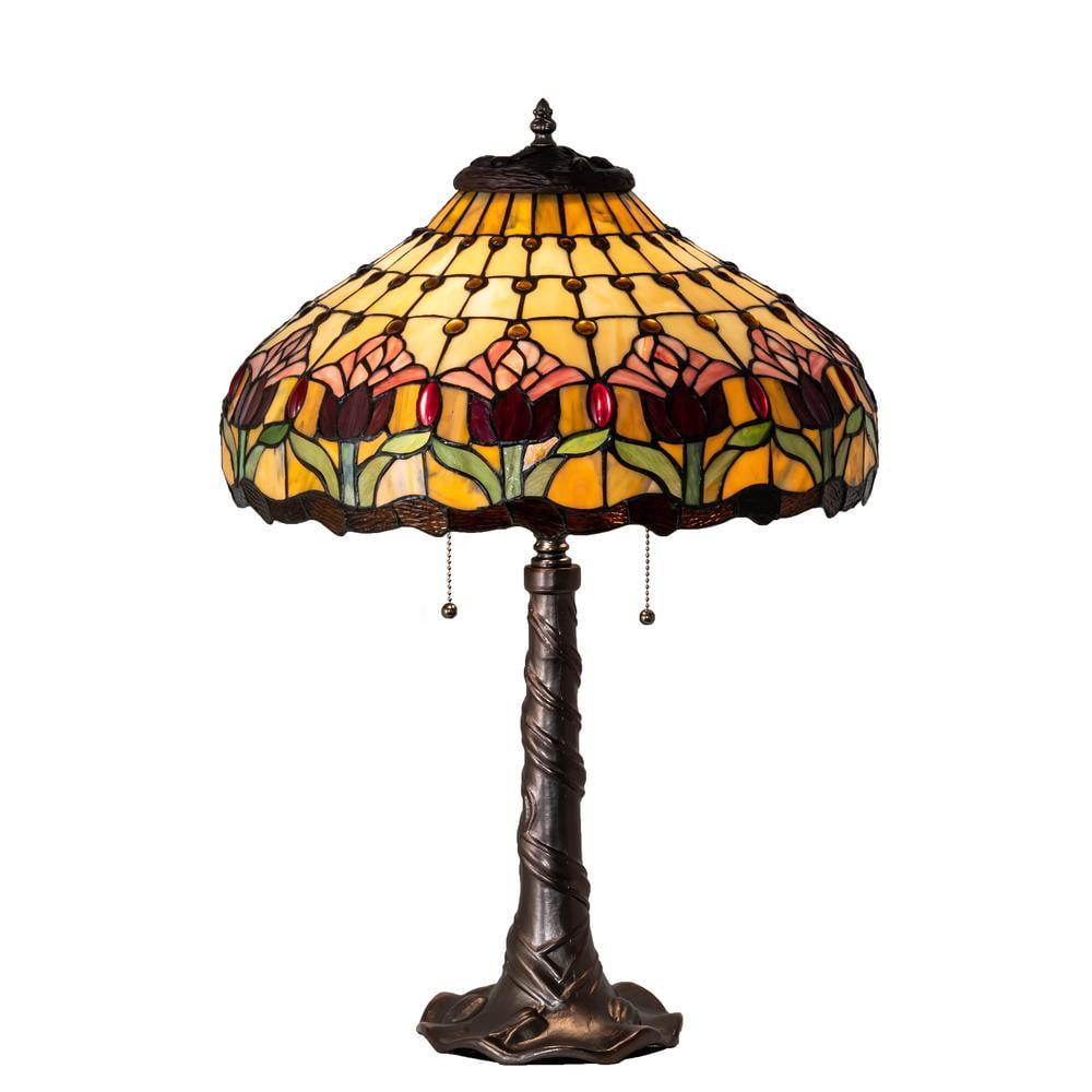 Colonial Tulip 2-Light Mahogany Bronze Table Lamp