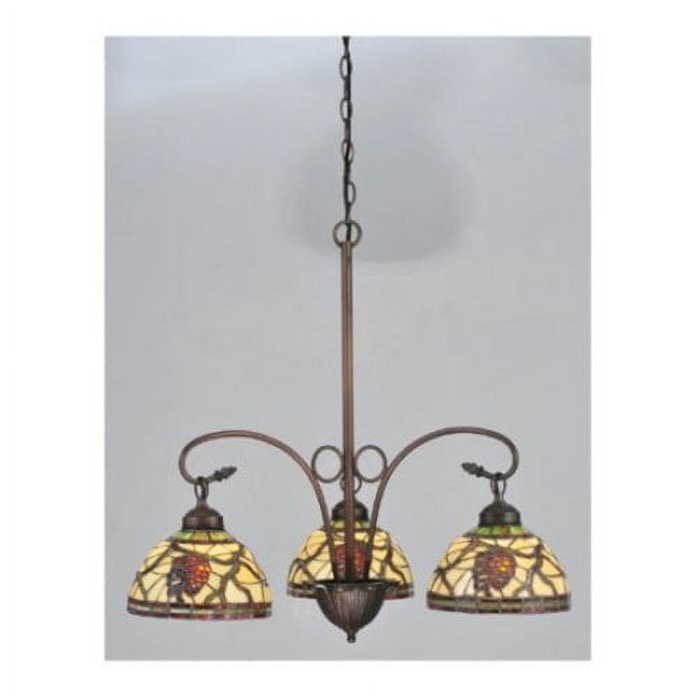 Rustic Bronze Pinecone 3-Light Chandelier with Adjustable Height