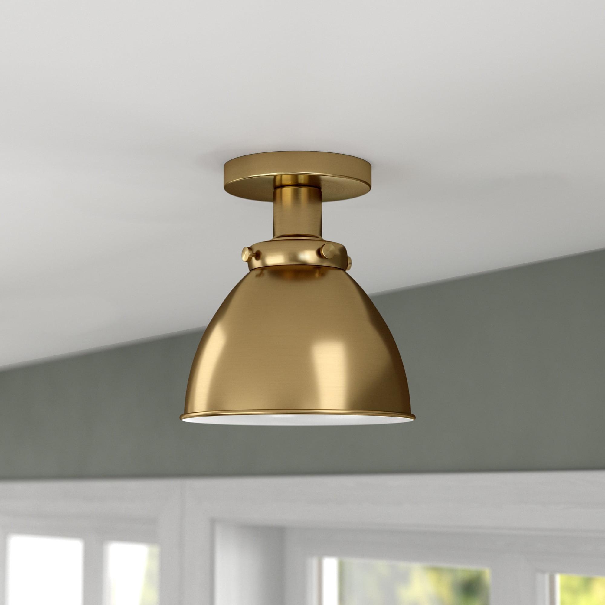 Elegant 8" Brushed Brass Dome Semi-Flush Mount Light