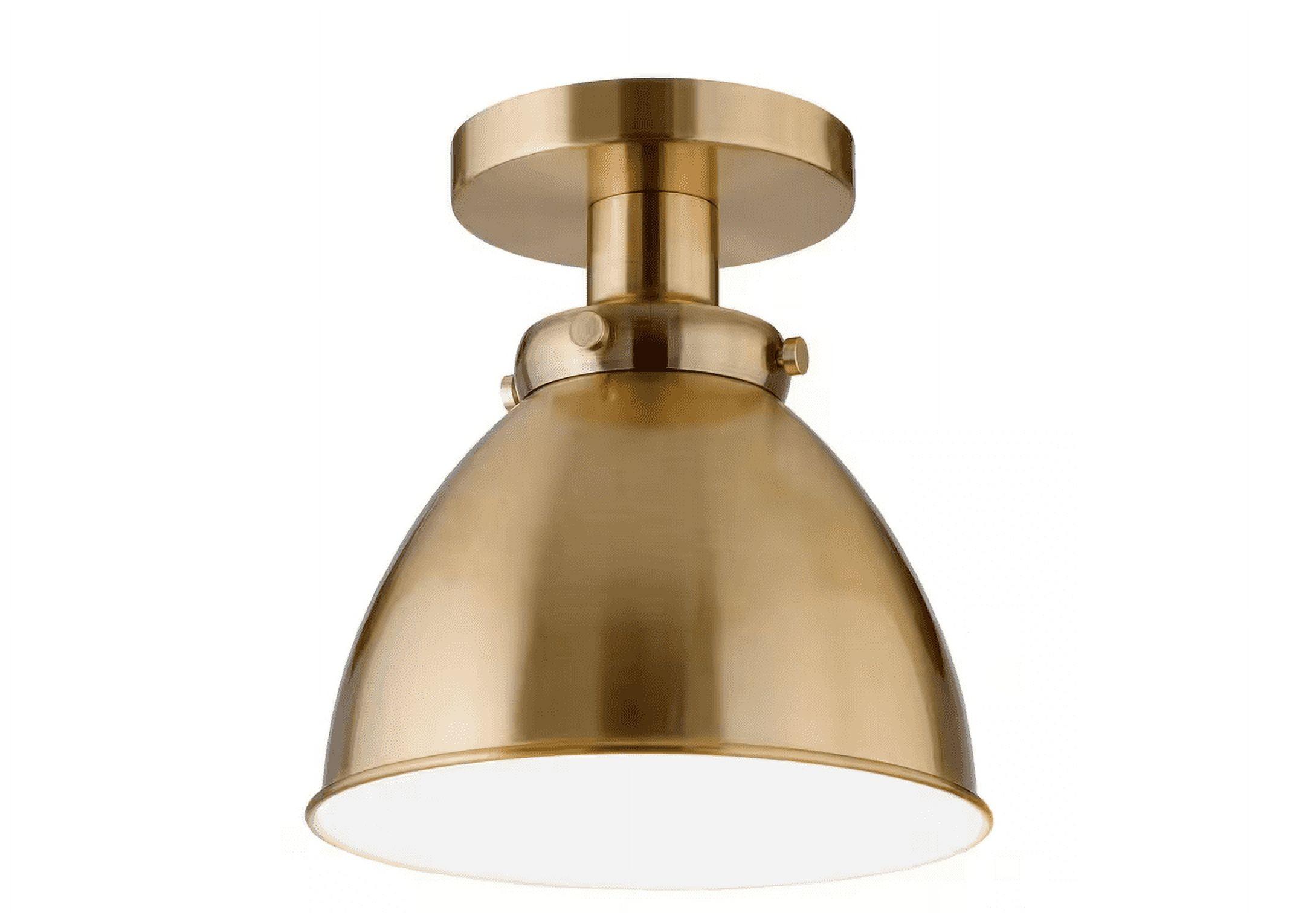 Elegant 8" Brushed Brass Dome Semi-Flush Mount Light