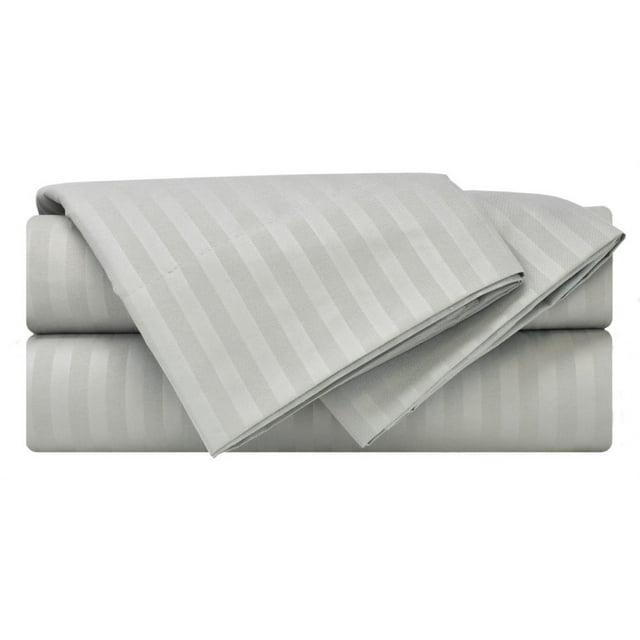 Mezzati Luxury 1800 Prestige Soft and Comfortable Collection Bed Sheets Set Twin Striped Gray