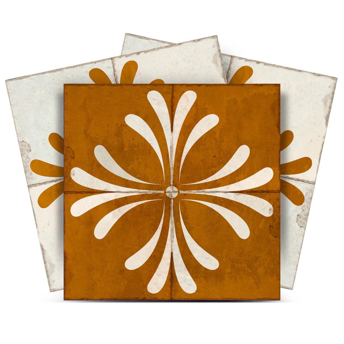 Mi Alma Gold Beige Vintage Flower Peel & Stick Tiles - Vinyl Backsplash 8x8