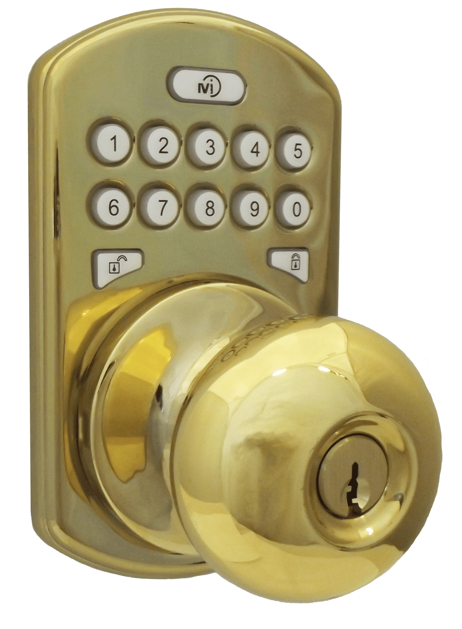 Polished Brass Keyless Entry Electronic Door Knob