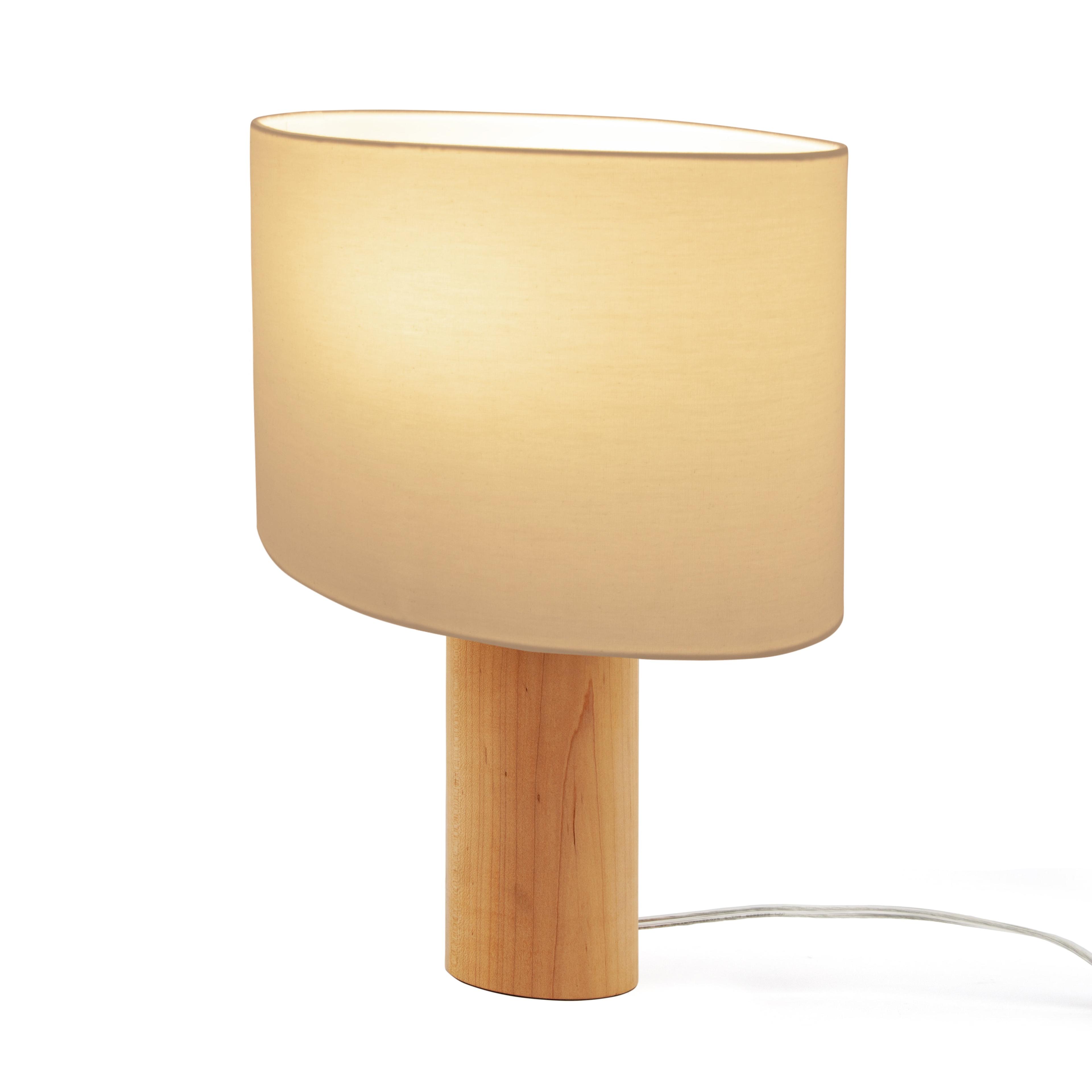 Mia 15.75" Midcentury LED Table Lamp With Natural Maple Wood Base
