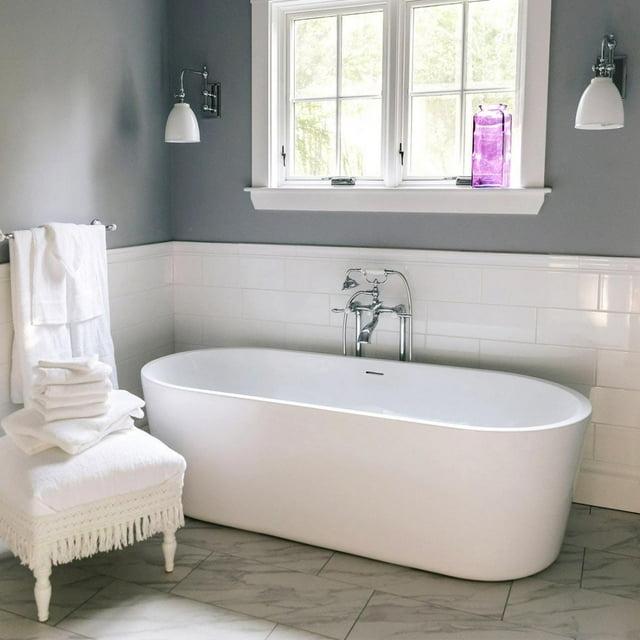 Mia 67 Inch Freestanding Acrylic Soaking Tub - No Faucet Drillings