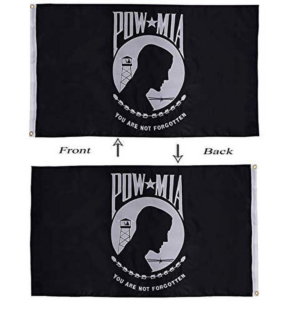 POW MIA 3x5 Nylon Flag - Double Sided and Embroidered - All Weather, Durable, Outdoor Nylon Flag - Front Line Flags