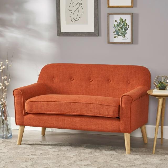 Mariah Mid-Century Loveseat Muted Orange - Christopher Knight Home: Plush Upholstered, 2-Seater Couch