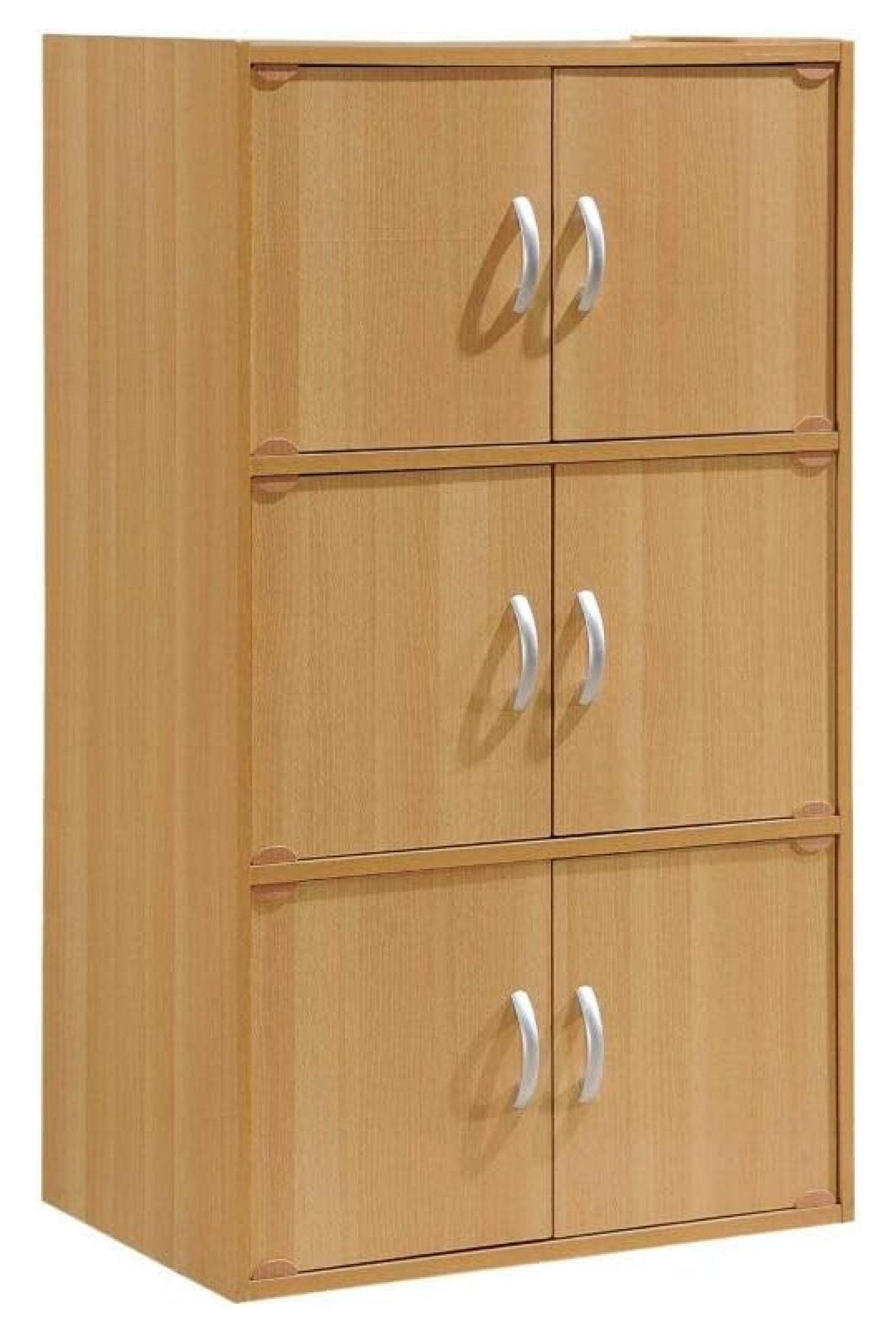 Beech Wood 6-Door Lockable Office Storage Cabinet