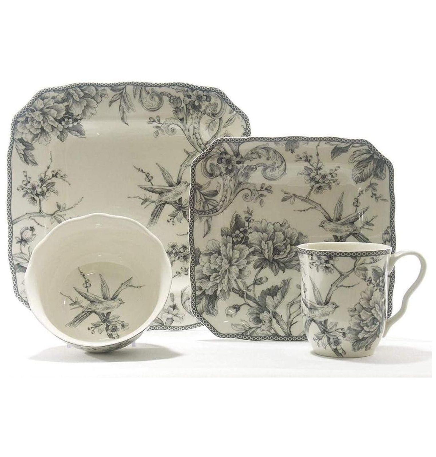 222 Fifth 222 Fifth Adelaide 16-Piece Porcelain Floral Dinnerware Set - Service For 4