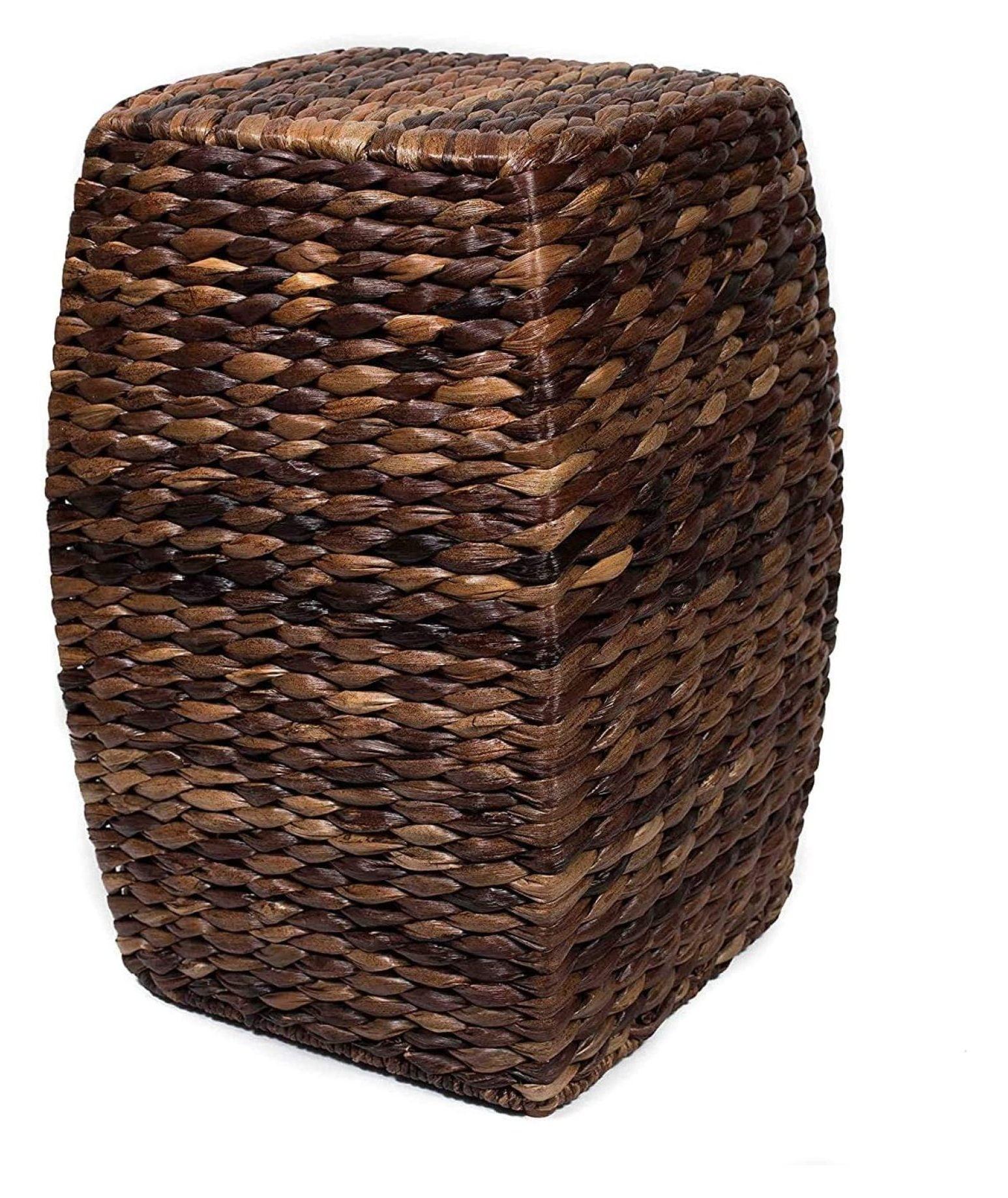 Hand-Woven Seagrass Rectangular Accent Stool