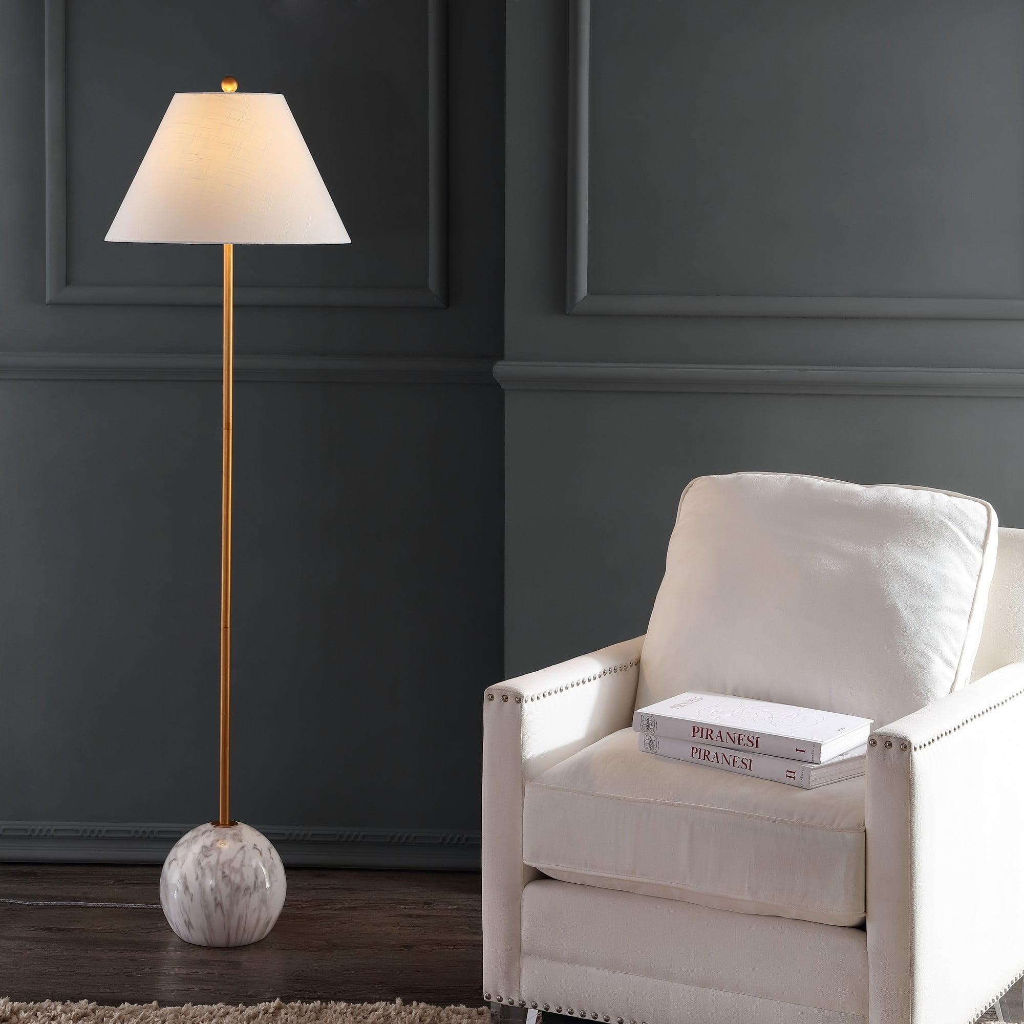 Elegant Shibumi Gold/White Resin & Metal LED Floor Lamp