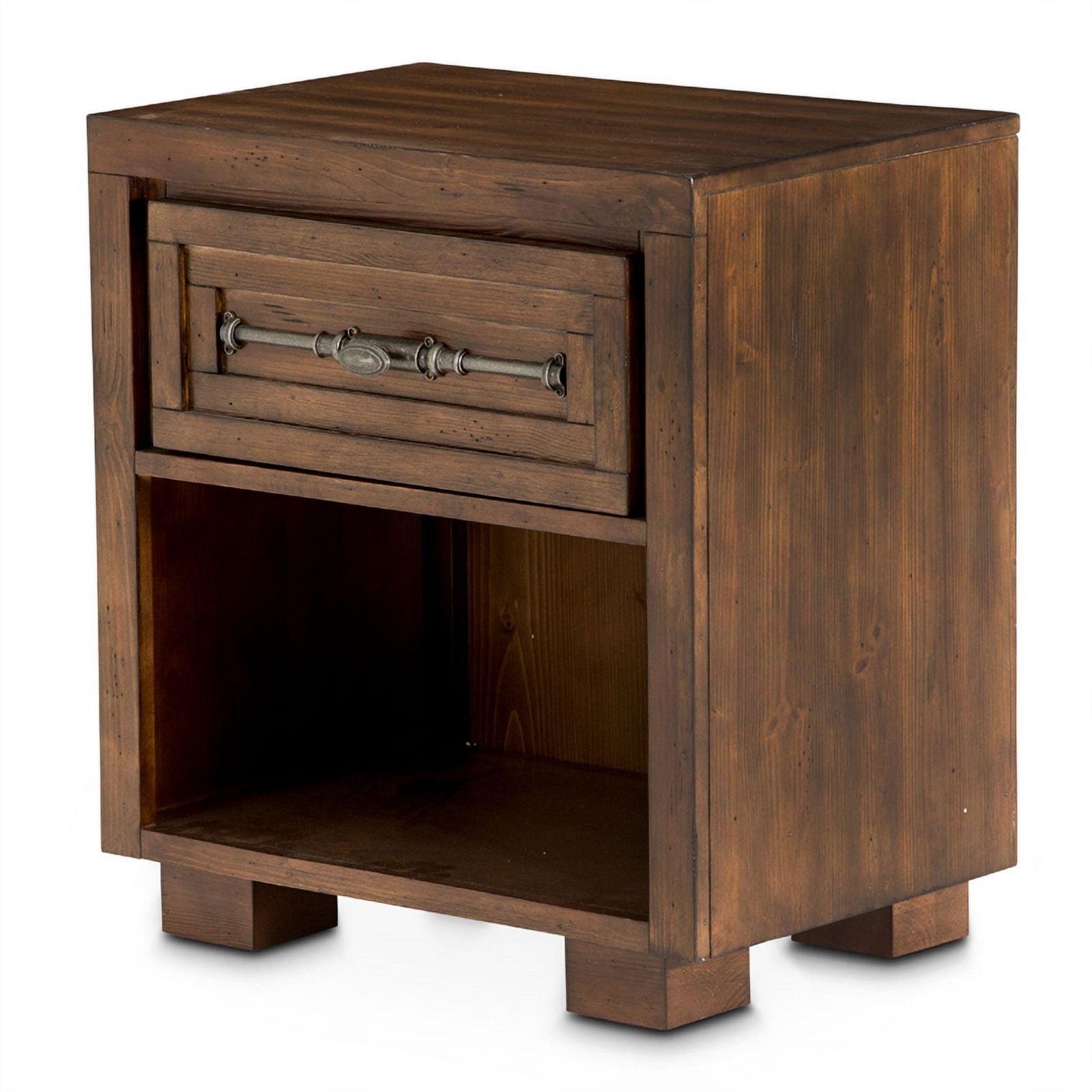 Carrollton Transitional 1-Drawer Spruce Wood Nightstand in Rustic Ranch Brown