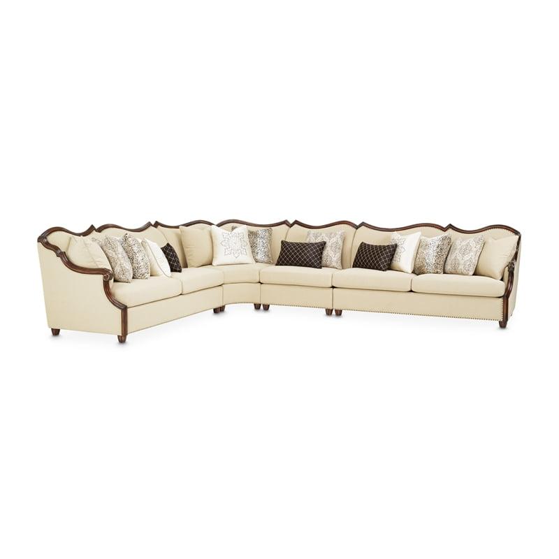 Chamberi Toast Boucle 4-Piece Sectional Sofa with Nailhead Trim