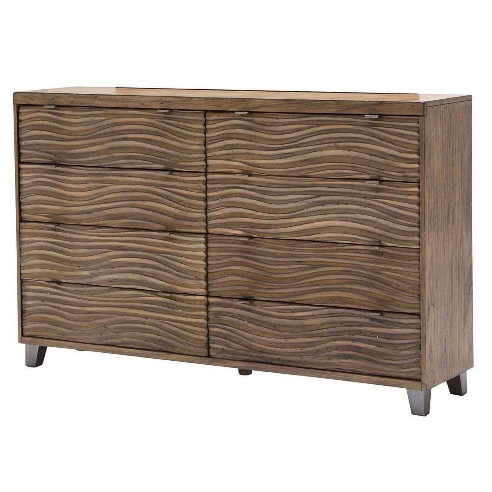 Del Mar Sound Transitional 8-Drawer Boardwalk Brown Dresser with Mirror