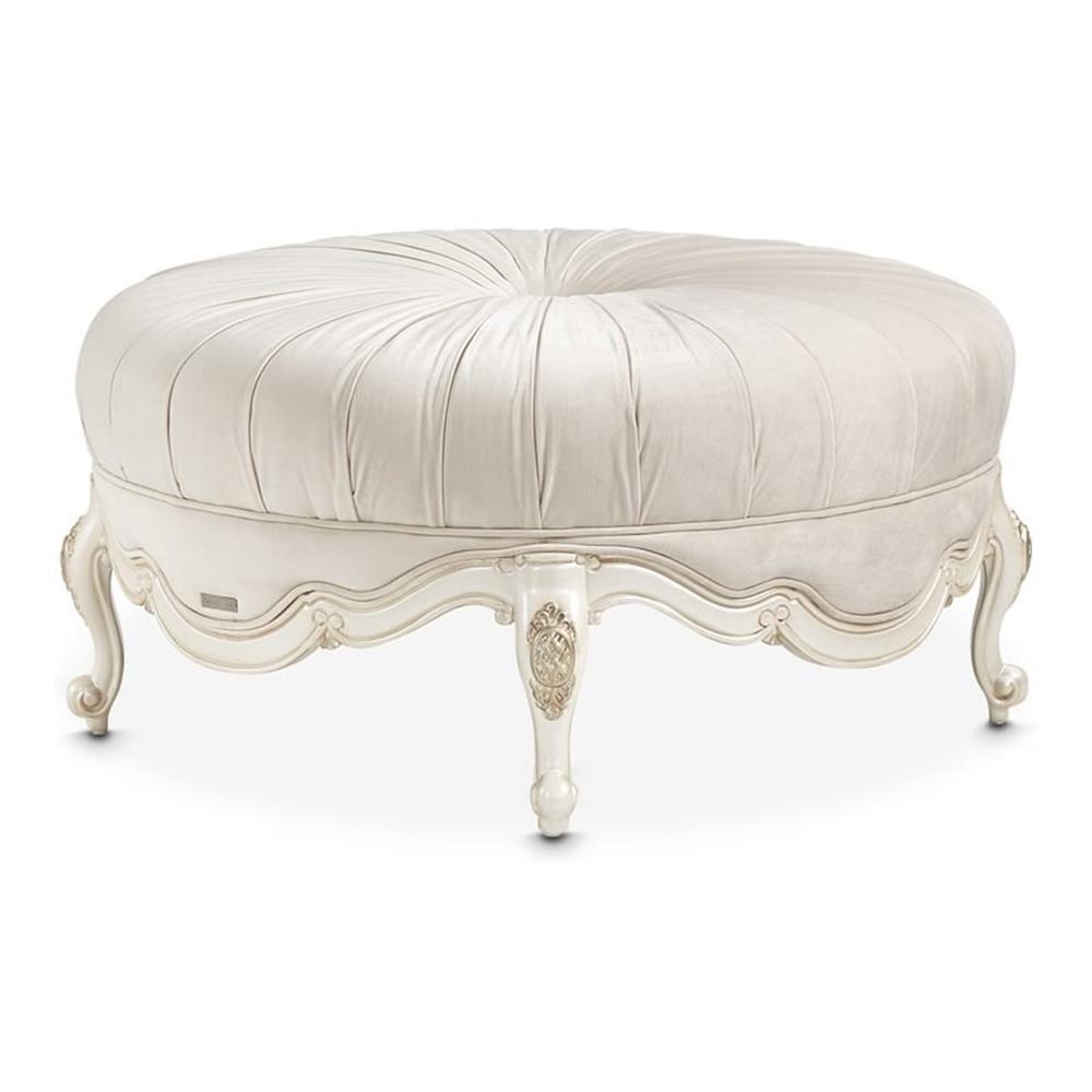 Lavelle Classic Pearl Round Velvet Ottoman