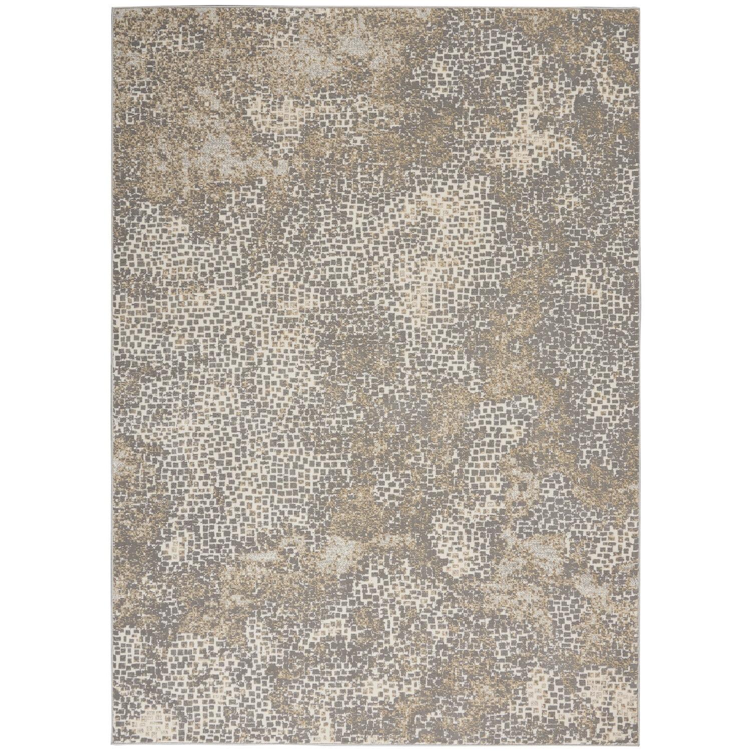 Handmade Beige and Grey Abstract Synthetic 4' x 6' Rug