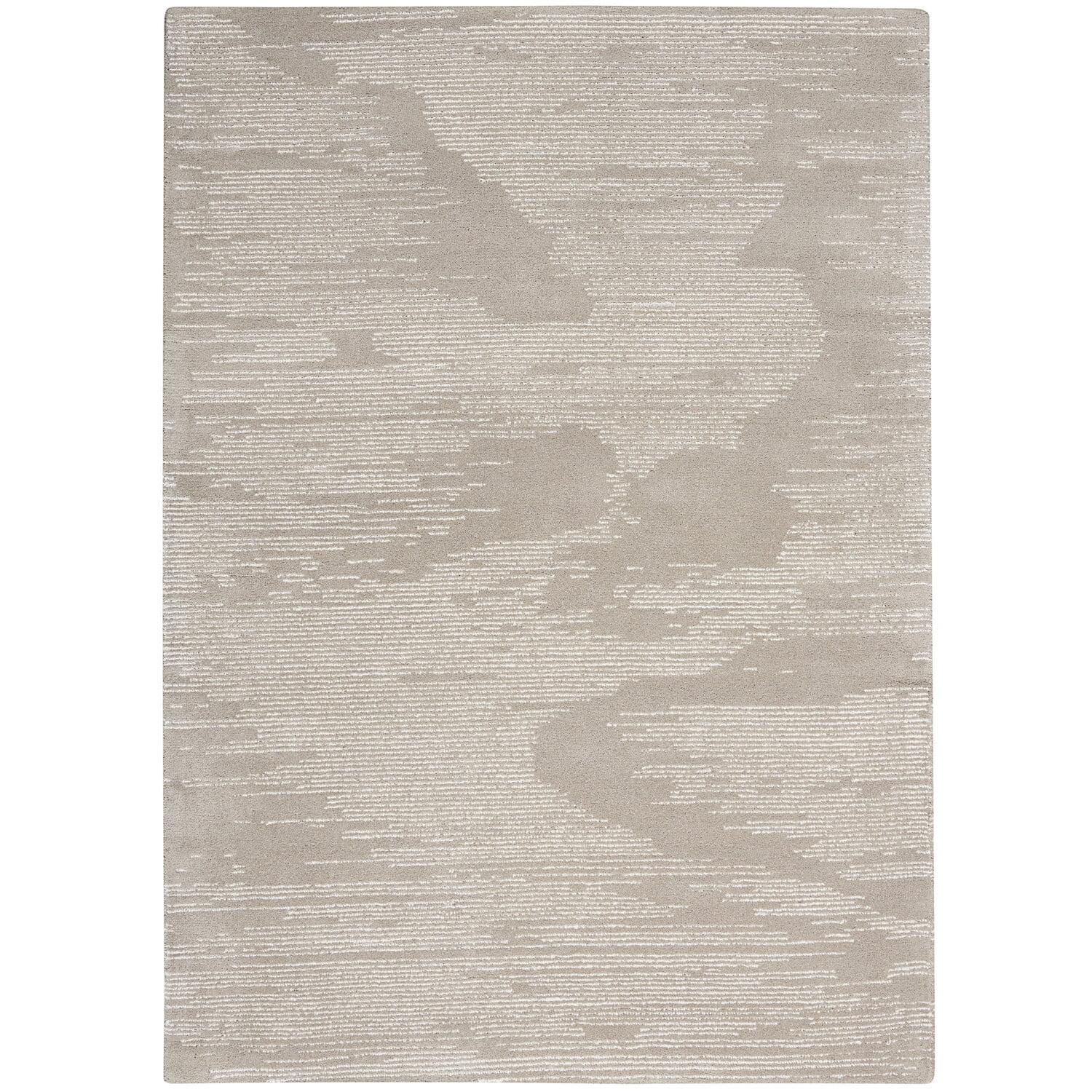 Taupe and Ivory Abstract Wool 5' x 7' Handmade Rug