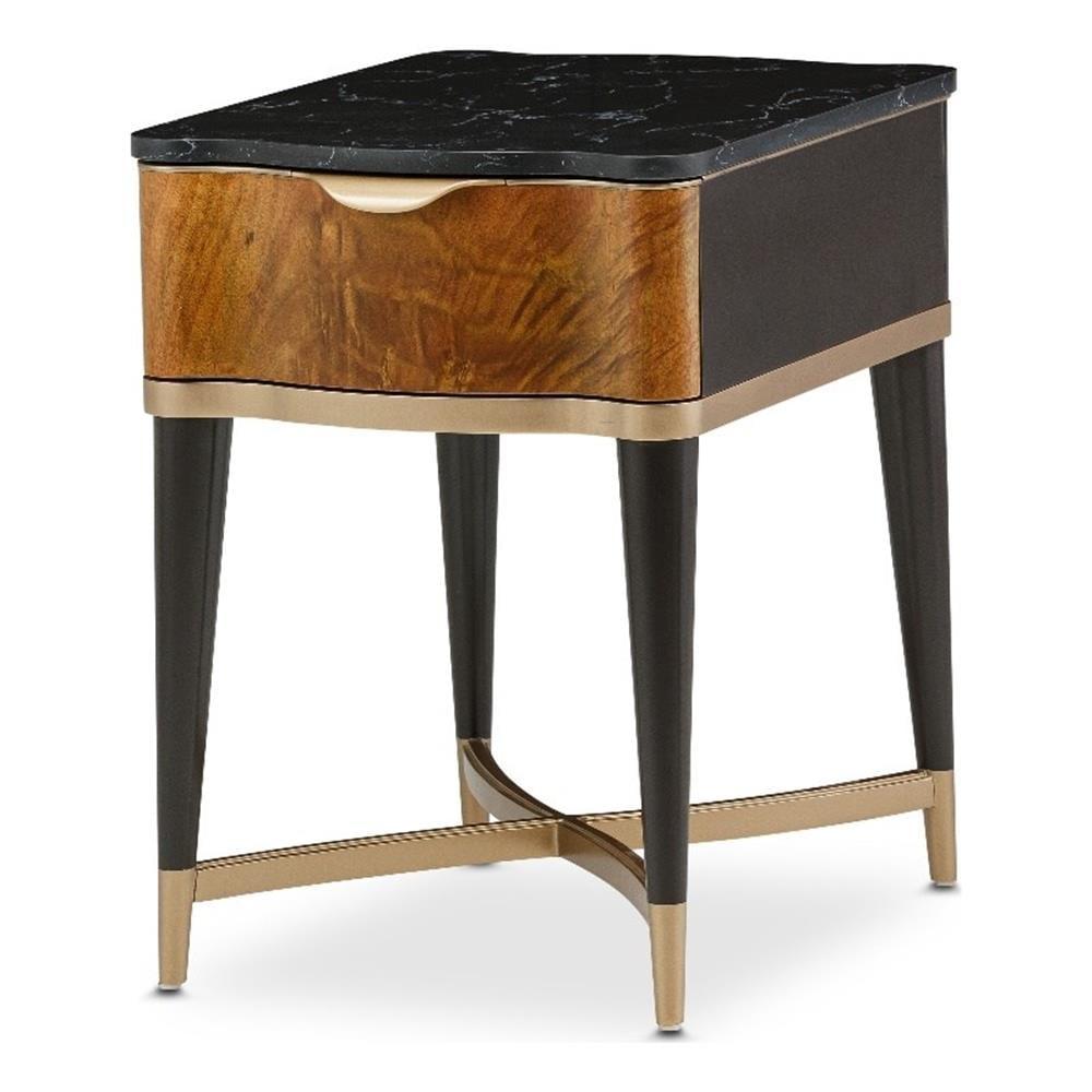 Michael Amini Malibu Crest Marble Top End Table with Storage